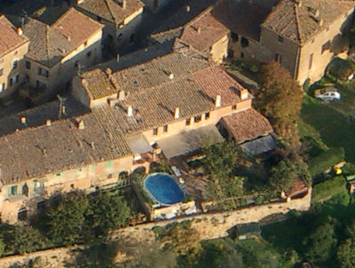 View of Villa Maddalena from the air in a balloon
